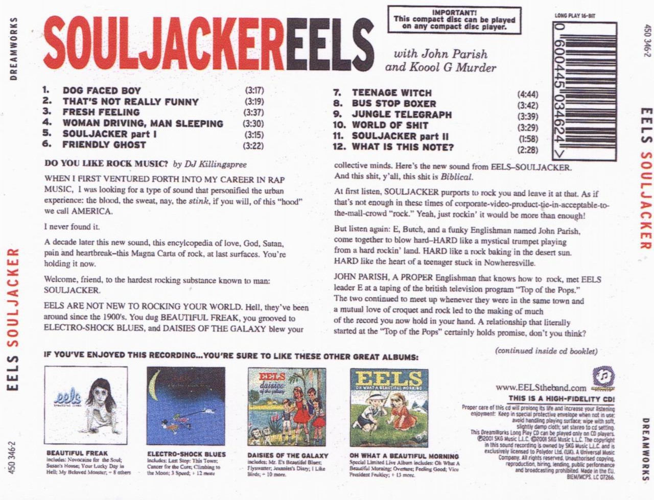 Eels  Souljacker  back